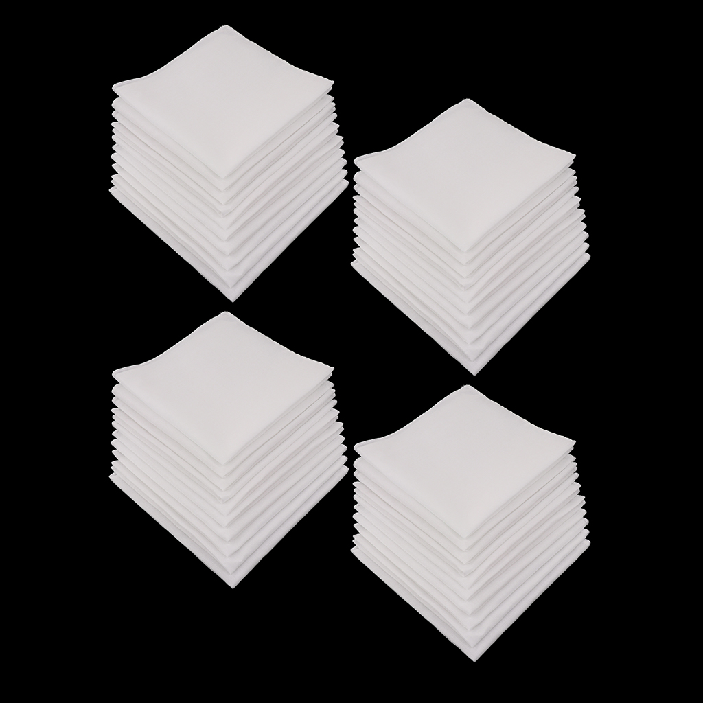 Pocket Square Set - 20/40pcs Plain Check Pocket Square White