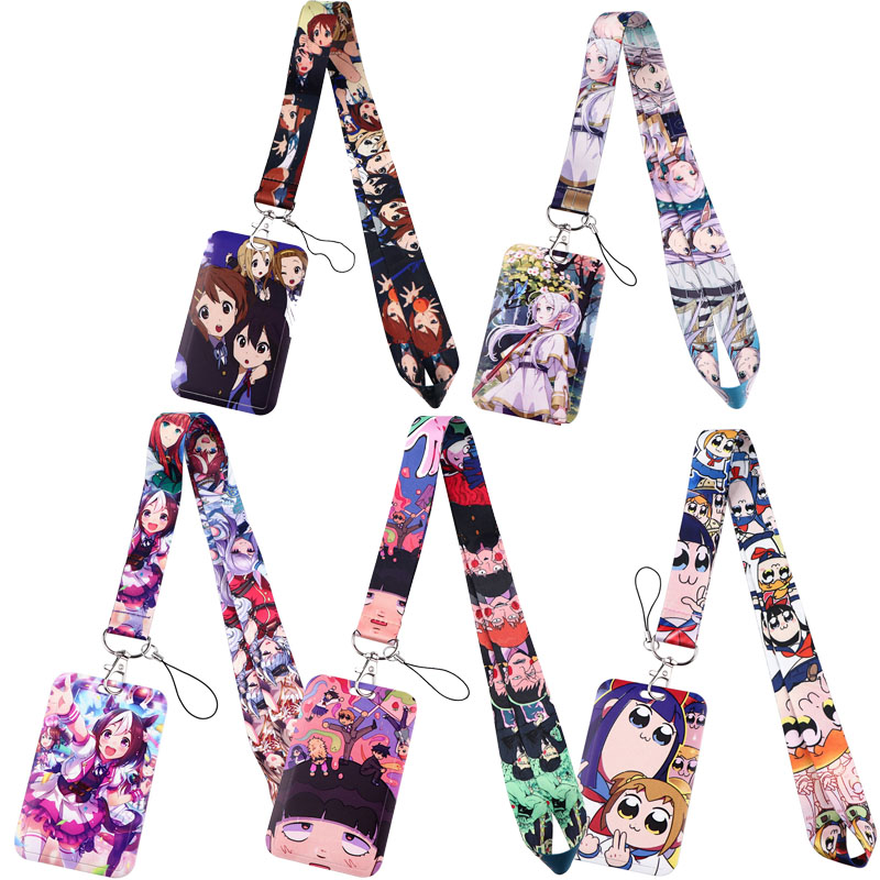 Lanyard Badge Holder - Frieren Retro Style Credential Holder Flowers
