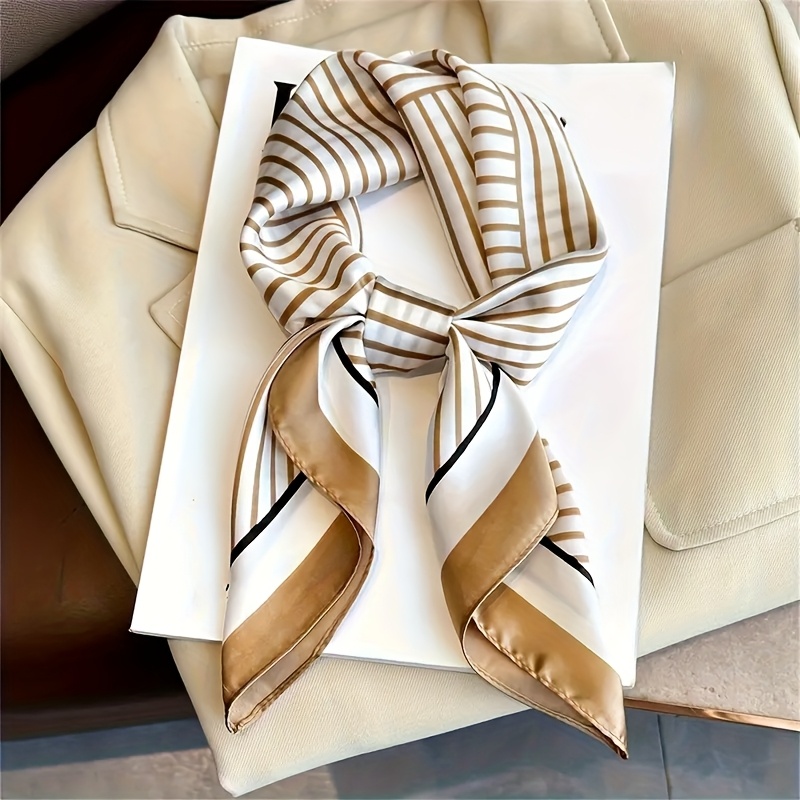 Luxury Brand Silk Stripe Desig - Scarf Silk Square ulasan dan harga