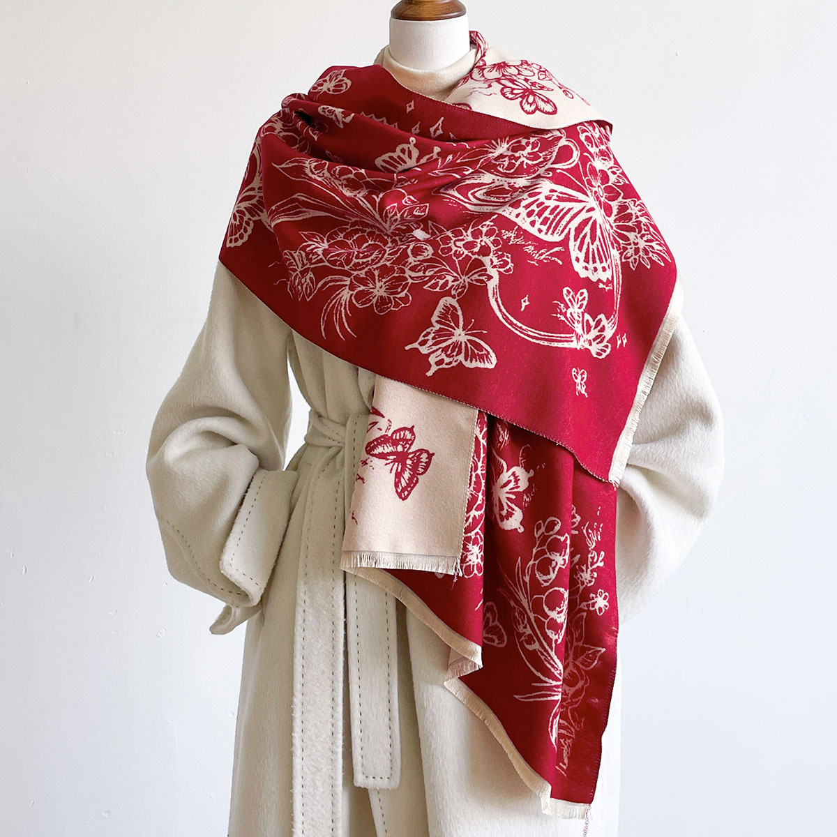 Imitation Cashmere Fringed Sca - Pashmina Wrap Large ulasan dan harga