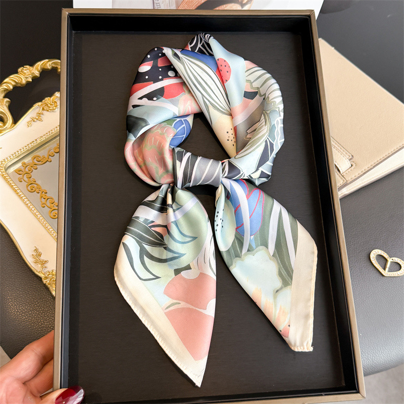 2026 New Floral Printed Square - Scarf Silk Square ulasan dan harga